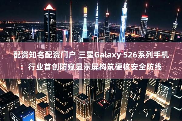 配资知名配资门户 三星Galaxy S26系列手机:行业首创防窥显示屏构筑硬核安全防线